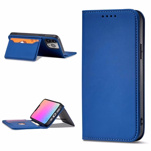 Magnētiskais karšu viedtālruņa apvalks iPhone 13 Pro Max ar karšu turētāju, zils