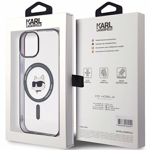 Karl Lagerfeld KLHMP15MHCHNOTK iPhone 15 Plus 6.7" caurspīdīgs cietais apvalks IML Choupette's Head MagSafe