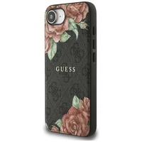 Guess 4G Flowers Print magnētiskais viedtālruņa apvalks iPhone 16e - melns