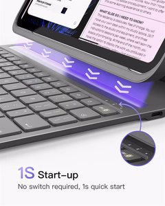 Inateck BK2007 AirTap vāciņš ar tastatūru ierīcei iPad 10.9–11", pelēks