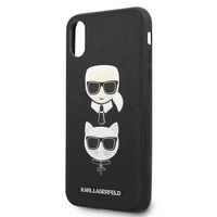 Karl Lagerfeld Saffiano Karl&Choupette Galvas viedtālruņa apvalks iPhone XS Max - melns
