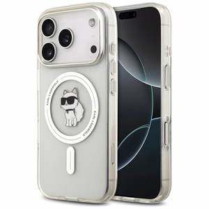 Karl Lagerfeld IML Choupette Magnētiskais MagSafe apvalks viedtālrunim iPhone 17 Pro Max - caurspīdīgs