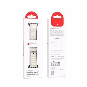FORCELL F-DESIGN FA06 silikona siksniņa APPLE pulkstenim 42 / 44 / 45 / 49 mm balta