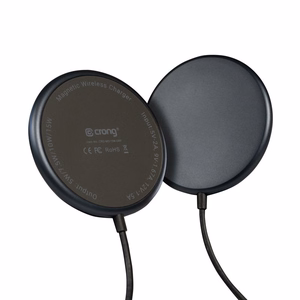 Crong MagSpot alumīnija 15 W magnētiskais bezvadu lādētājs, saderīgs ar MagSafe, grafīta krāsā