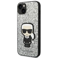Viedtālruņa apvalks Karl Lagerfeld KLHCP14MGFKPG iPhone 14 Plus 6.7\" sudrabains / sudrabains Glitter Flakes Ikonik