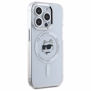 Karl Lagerfeld IML Metāla Choupette galva MagSafe apvalks iPhone 15 Pro Max - balts
