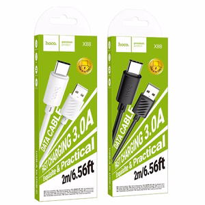 Kabelis USB A uz USB C Hoco 3A 2 m X88 melns