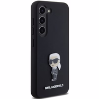 Karl Lagerfeld Silikona Ikonik Metal Pin viedtālruņa apvalks Samsung Galaxy S24+ - melns