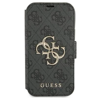Guess GUBKP13L4GMGGR iPhone 13 Pro / 13 6.1" pelēks/pelēks grāmatas tipa viedtālruņa apvalks 4G Liels Metāla Logo