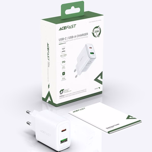 Acefast sienas lādētājs USB Type C / USB 20W, PPS, PD, QC 3.0, AFC, FCP balts (A25 balts)