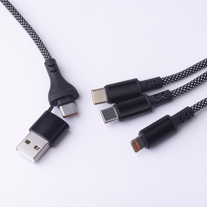 Maxlife ALLin1 kabelis USB + USB-C - Lightning + 2x USB-C 1,0 m 66W melns