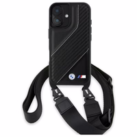 BMW M Edition Carbon Stripe & Strap Viedtālruņa apvalks Apple iPhone 16 Plus - melns