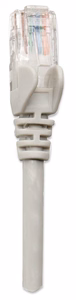 Intellinet tīkla patch kabelis Cat5e 3m pelēks CCA U/UTP PVC RJ45 apzeltīti kontakti bez āķiem ar pārvalku LifeTime garantija
