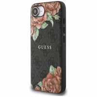 Guess 4G Flowers Print magnētiskais viedtālruņa apvalks iPhone 16e - melns