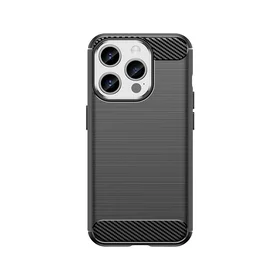 Elastīgs oglekļa raksta viedtālruņa apvalks iPhone 15 Pro Carbon Case - melns