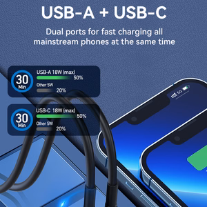 Wozinsky WDCCAC USB-C USB-A 36W Car Charger - Black