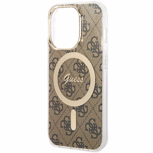 Guess IML 4G magnētiskais viedtālruņa apvalks iPhone 15 Pro - brūns