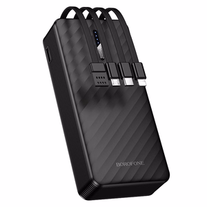 Borofone Внешний аккумулятор 20000mAh BJ84A Smooth - с кабелями USB, Type C, Lightning и Micro USB чёрный