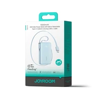 Joyroom JR-PR2L 10000mAh 35W barošanas banka ar iebūvētu ievelkamu USB-C kabeli un Lightning aukliņas kabeli - zils