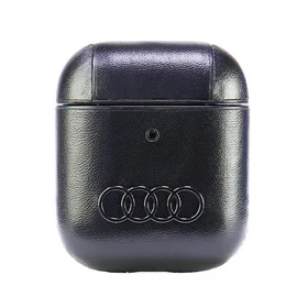 Audi ādas liela logotipa apvalks AirPods 1 / 2 - melna