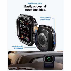 Spigen Rugged Armor Case + 9H Tempered Glass for Apple Watch Ultra 49mm - Matte Black