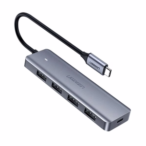 Ugreen USB Type C Sadalītājs - 4x USB 3.2 Gen 1 ar USB-C barošanas pieslēgvietu pelēks (CM219 70336)