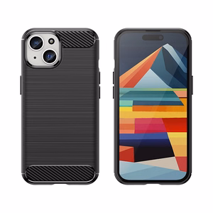 Elastīgs oglekļa viedtālruņa apvalks ar oglekļa rakstu iPhone 15 - zils