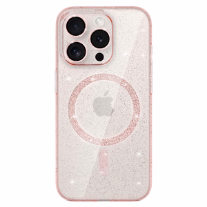 Glitter magnētiskais viedtālruņa apvalks Iphone 14 Pro rozā caurspīdīgs
