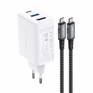 Acefast 2in1 lādētājs GaN 65W USB Type C / USB, HDMI adapteris 4K @ 60Hz (komplekts ar kabeli) balts (A17 balts)