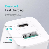 Sienas lādētājs Dux Ducis C80 Super Si - USB + Type C - PD 30W QC 3.0 18W 3A balts