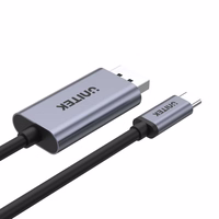 UNITEK V1409A cable gender changer USB-C DisplayPort melns, pelēks