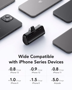 Внешний аккумулятор Veger PlugOn (W0558P) PD QC3.0 2,4A 20W 5000 mAh со встроенным коннектором Lightning чёрный