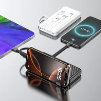 Dudao K11 10000mAh portatīvais lādētājs ar iebūvētiem kabeļiem - balta