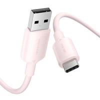 USB 2.0 A uz USB-C 3A kabelis Vention CTQPF 1M (rozā)