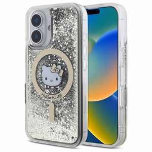 Hello Kitty Šķidrais Spīdums Fever Magnētiskais iPhone 16 Viedtālruņa apvalks - Zelta