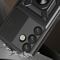 Hibrīda bruņu Camshield ar kameras vāciņu un metāla gredzenu Samsung Galaxy S25+ - melns