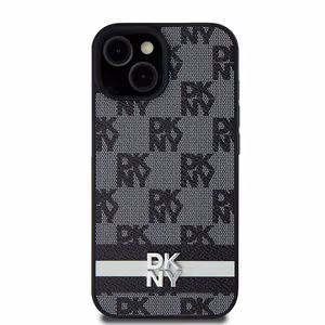 DKNY ādas rūtainā Mono raksta un drukāto svītru viedtālruņa apvalks Samsung Galaxy S24 Ultra - melns