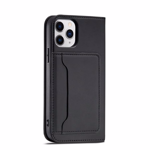 Magnētiskais karšu apvalks iPhone 12 Pro Max maciņš karšu maks karšu turētājs melns