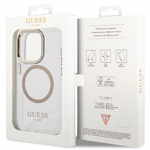 Guess metāla kontūra magnētiskais viedtālruņa apvalks iPhone 15 Pro Max - zelta