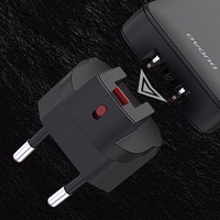 Dudao A65Q 65W GaN ceļojumu sienas lādētājs USB-A / USB-C PD īpaši plāns EU / US – melns