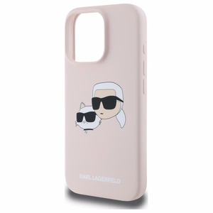 Karl Lagerfeld silikona magnētiskais viedtālruņa apvalks iPhone 16 Pro ar Nauble galvu attēliem - rozā