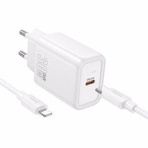 Lādētājs viedtālrunim Hoco USB C QC PD 30W + kabelis USB C uz Lightning N62 balts