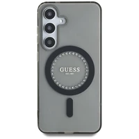 Guess Kristāli Drukāts Klasiskais Logotips Magnētiskais Samsung Galaxy S25 viedtālruņa apvalks melna