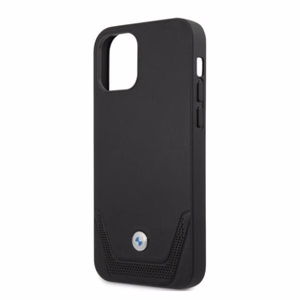BMW Ādas perforēts viedtālruņa apvalks iPhone 12 Pro Max - melns