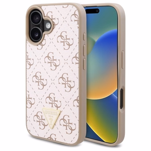 Guess Jaunais 4G Trīsstūris viedtālruņa apvalks iPhone 16 Plus - balts