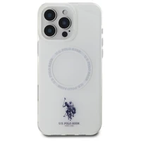 US Polo IML Ring Magnētiskais viedtālruņa apvalks iPhone 16 Pro Max - balta