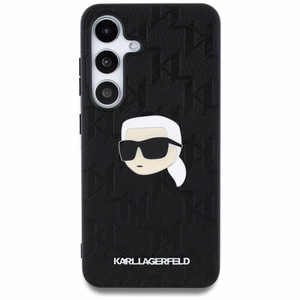 Viedtālruņa apvalks Karl Lagerfeld Leather Monogram Pin Logo Karl Head Samsung Galaxy S25 Plus - melns