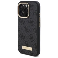 Guess 4G Logo Plate Magnētiskais viedtālruņa apvalks iPhone 16 Pro Max - melns