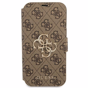 Guess GUBKP13X4GMGBR iPhone 13 Pro Max 6.7" brūns/brūns grāmatas tipa apvalks 4G Big Metal Logo
