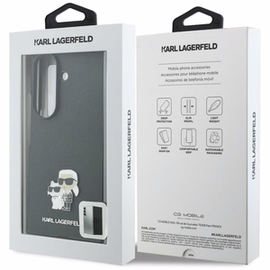 Melns Karl Lagerfeld Saffiano Karl & Choupette Pin vāciņš Samsung Galaxy Z Fold8 Ultra tālrunim